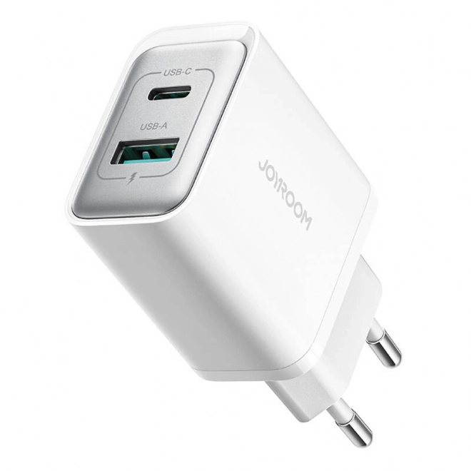 Joyroom duální nabíječka s USB-C a USB-A, 30W, bílá