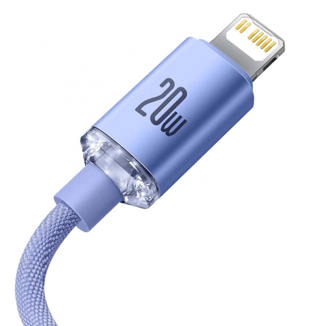 Baseus Crystal kabel USB-C na Lightning, 20W, PD, 2m (fialový)