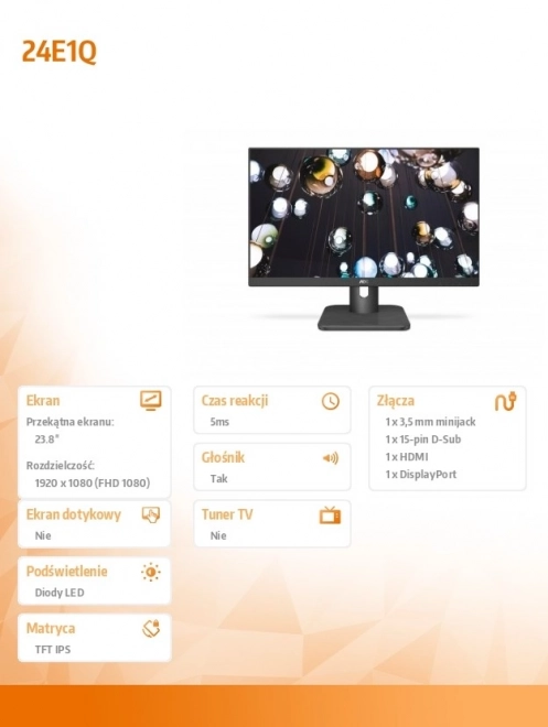 Monitor AOC 23.8 IPS s DP a HDMI