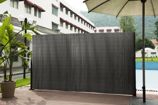 Oboustranná bambusová rohož 100x500 cm na balkón, terasu, plot antracitová MultiGarden
