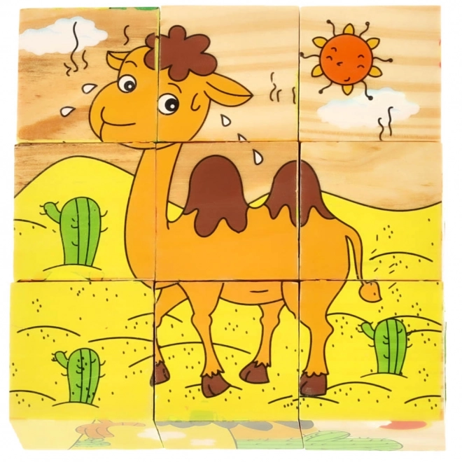 Dřevěné edukační puzzle Safari 3D 6v1