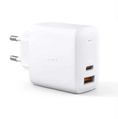 Bílá nabíječka Aukey Omnia GaN 65W s USB-C a USB-A