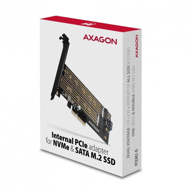 Interní adaptér PCIe x4 PCEM2-D, 1x M.2 NVMe M-key + 1x SATA B-key slot, SP & LP