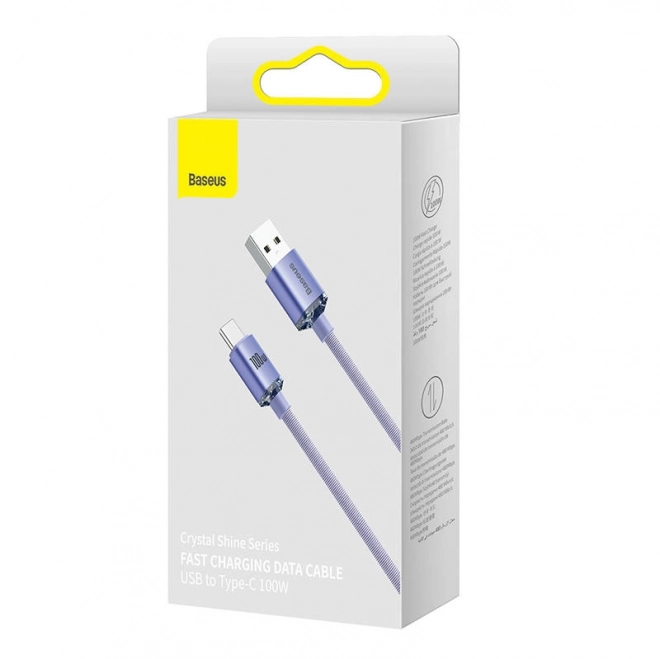 Baseus Crystal Shine kabel USB na USB-C, 5A, 1,2 m (fialový)