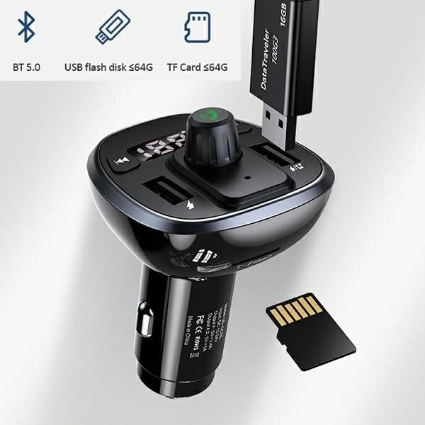 Hands-free sada do auta C21 s FM vysílačem MP3 Bluetooth 2xUSB 3,4A