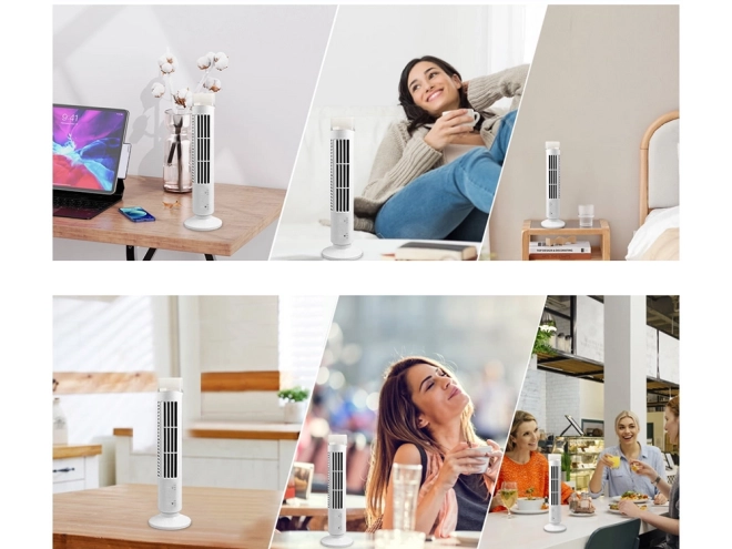 Bezlopatkový sloupový ventilátor s LED osvětlením
