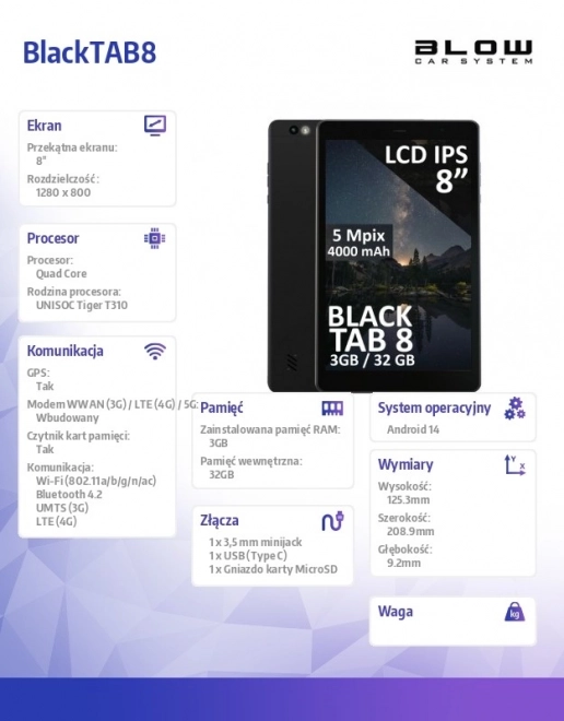 Tablet BlackTAB 8 4G LTE