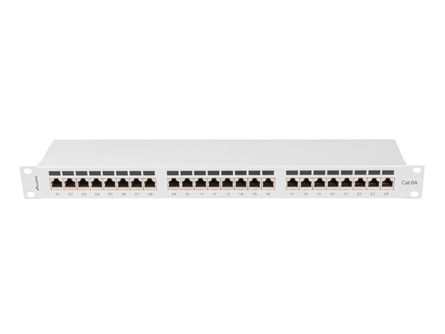 Patch panel 24 portů Cat 6A 1U šedý