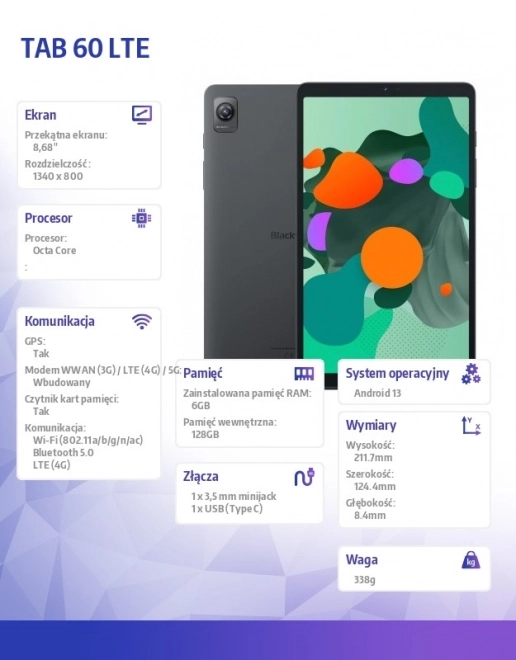 Tablet LTE s 8,68 palcovým displejem a kapacitou 6/128GB