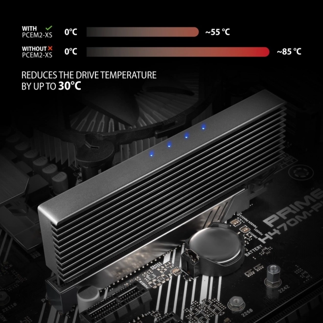PCEM2-XS interní adaptér PCIe x16, M.2 NVMe, chladič
