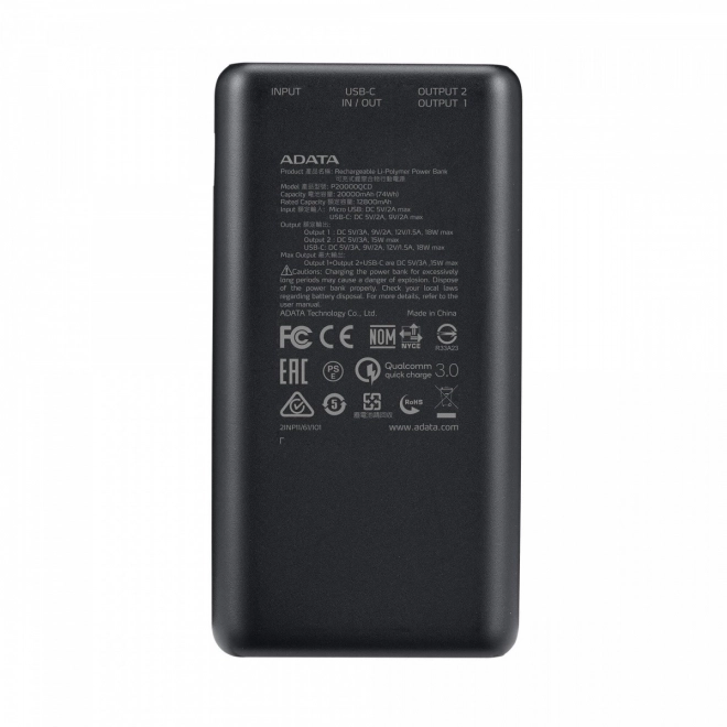 Powerbanka P20000QCD 20000mAh černá QC/PD