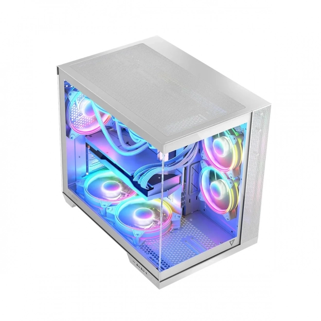 Počítačová skříň VOLCANO Panorama Apex ARGB, 7× ARGB ventilátorů, bílá