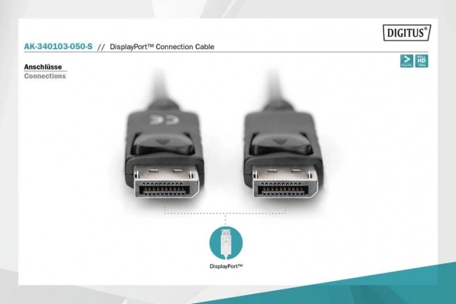 Propojovací kabel DisplayPort s 1080p 60Hz FHD snap-on typ DP/DP M/M černý 5m