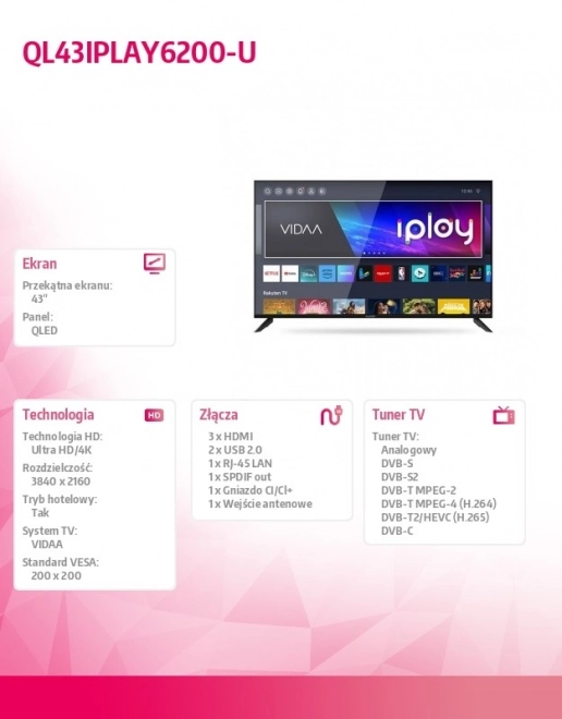 QLED televize 43 palců