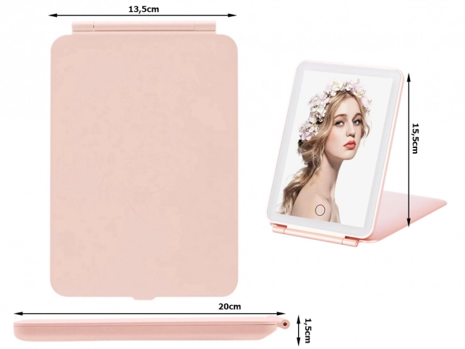 Skládací cestovní LED make-up zrcátko