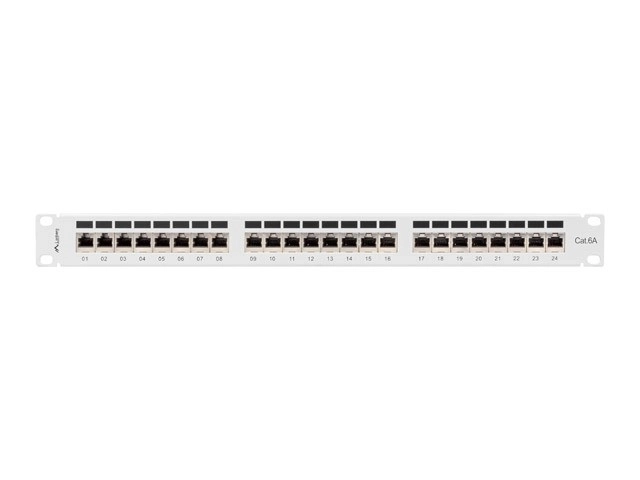 Patch panel 24 portů Cat 6A 1U šedý