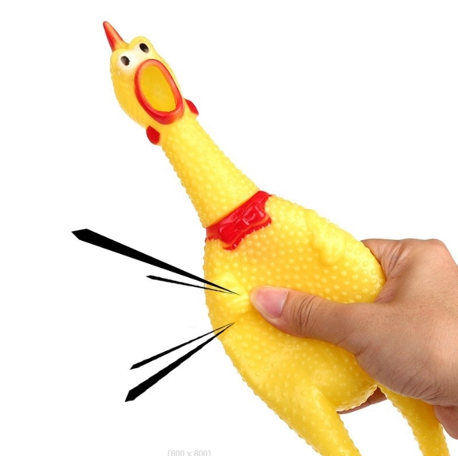 Pískací hračka pro psy ve tvaru kuřete, 35 cm