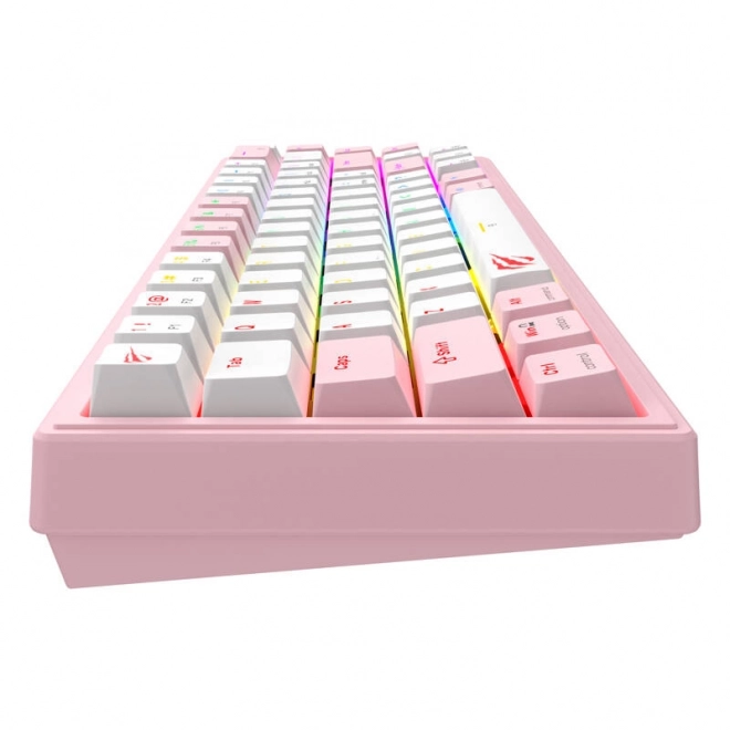 Mechanická klávesnice Havit s RGB podsvícením v růžovo-bílé
