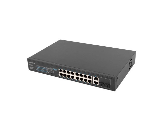 Přepínač Switch 16X100MB POE+/2XCombo neřízený 19palcový rack Gigabit Ethernet 150W