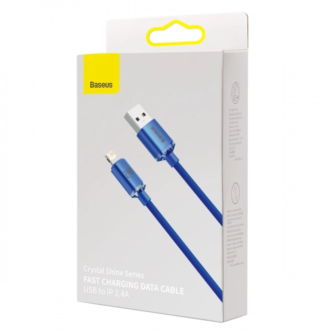Baseus Crystal Shine kabel USB na Lightning, 2,4A 1,2 m – Modrý