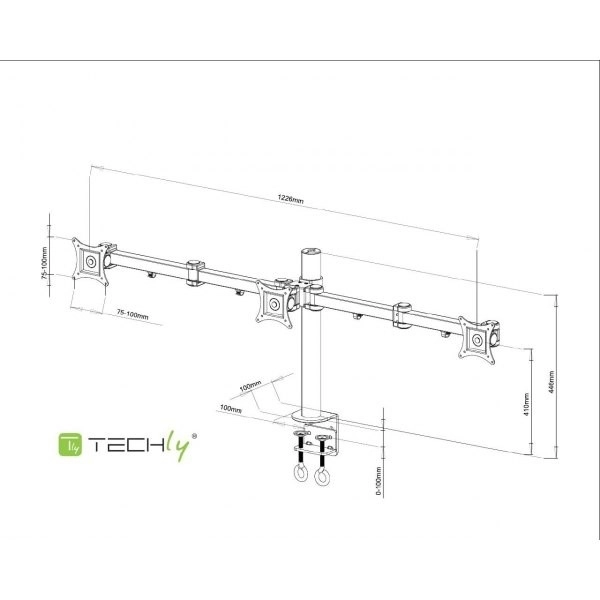 Stolní držák LCD/LED 13-24 palců, trojitý 3x10 kg, černý
