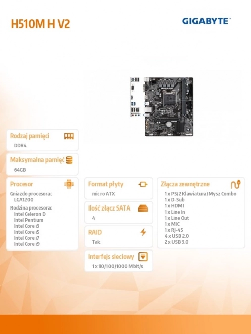 Základní deska H510M H V2 s1200 2DDR4 HDMI/D-SUB M.2 mATX