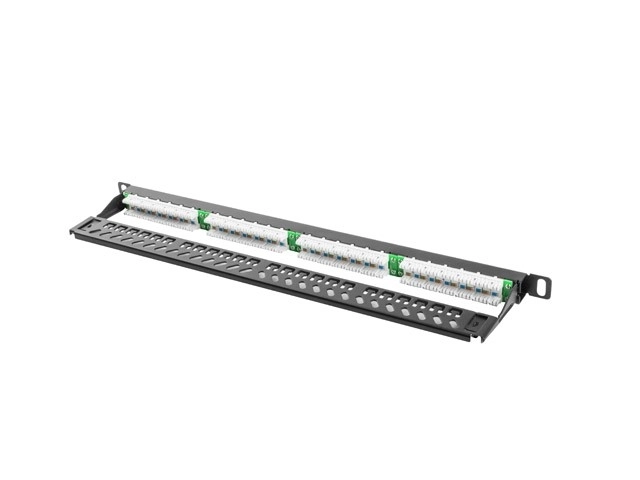 Patch panel 24 portů 0,5U Cat.5E černý