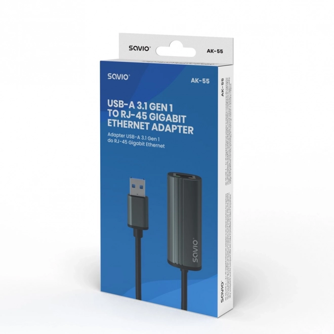 Adaptér USB-A 3.1 Gen 1 na RJ-45 gigabitový Ethernet, AK-55