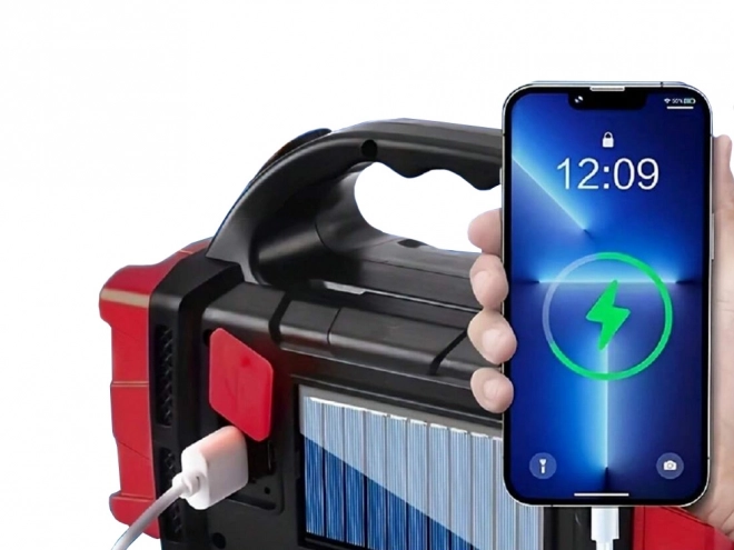 Solární přenosná LED svítilna s powerbankou