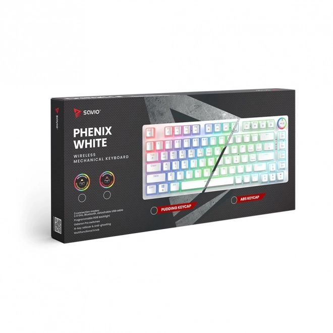 Mechanická bezdrátová klávesnice Phenix White Gateron Yellow Pudding