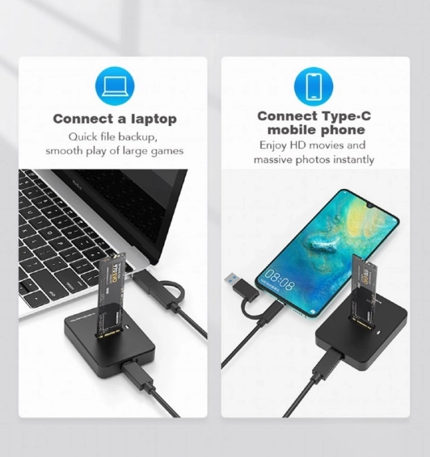 Dokovací stanice pro disky M.2 SATA a NVME USB-C