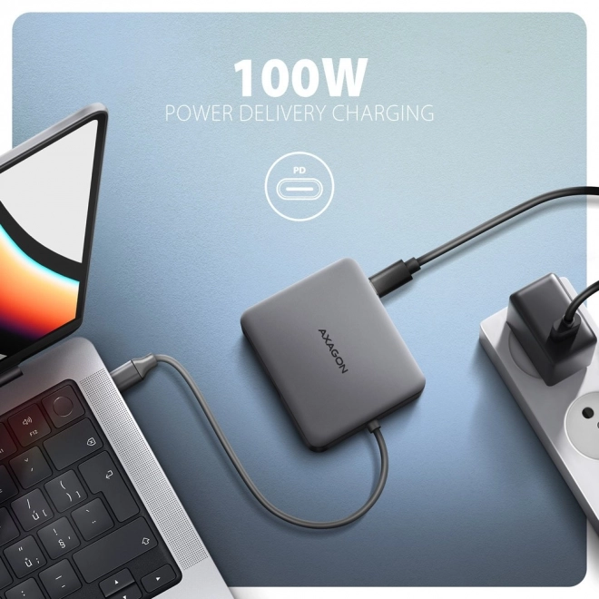 HMC-5HL Víceportový rozbočovač 2x USB-A, 4K HDMI, GLAN, USB 3.2 Gen 1, PD 100W, 15cm kabel USB-C