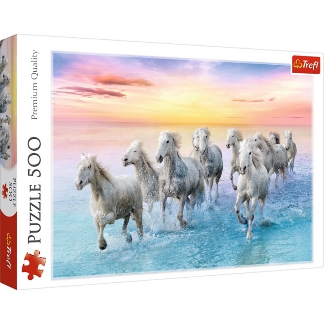 Puzzle 500 dílků Bílé koně v trysku Trefl