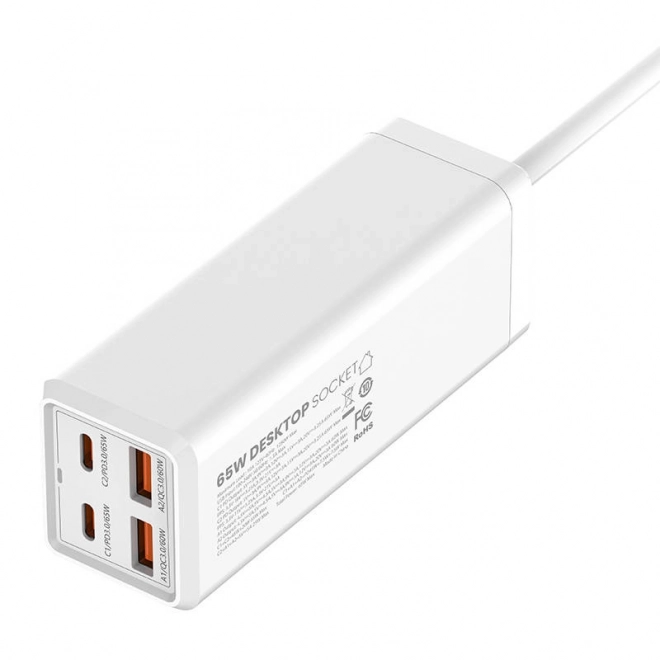 Napájecí lišta s 1 zásuvkou AC, 2x USB, 2x USB-C LDNIO SC1418, EU/US, 2500 W (bílá)