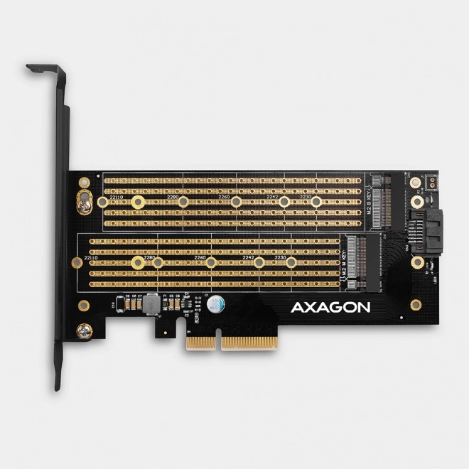 Interní adaptér PCIe x4 PCEM2-D, 1x M.2 NVMe M-key + 1x SATA B-key slot, SP & LP