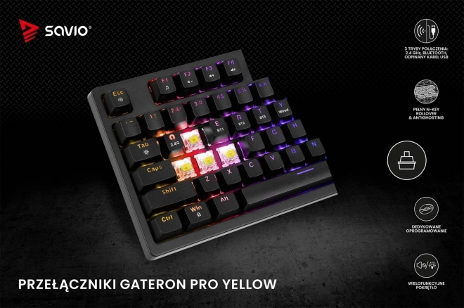 Bezdrátová mechanická klávesnice Savio PHENIX s Gateron Red Pro spínači
