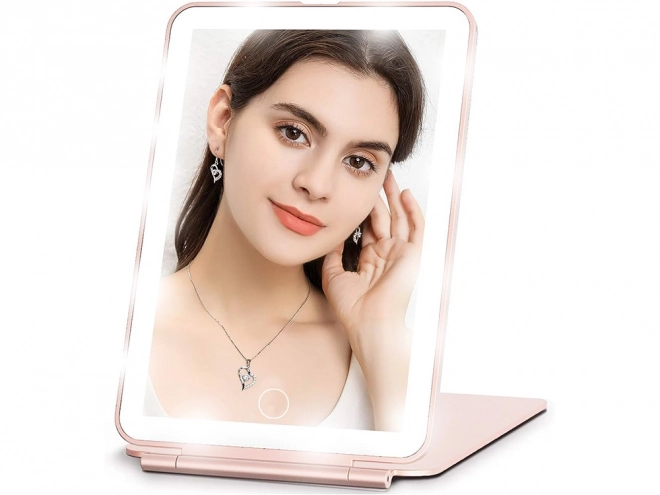 Skládací cestovní LED make-up zrcátko
