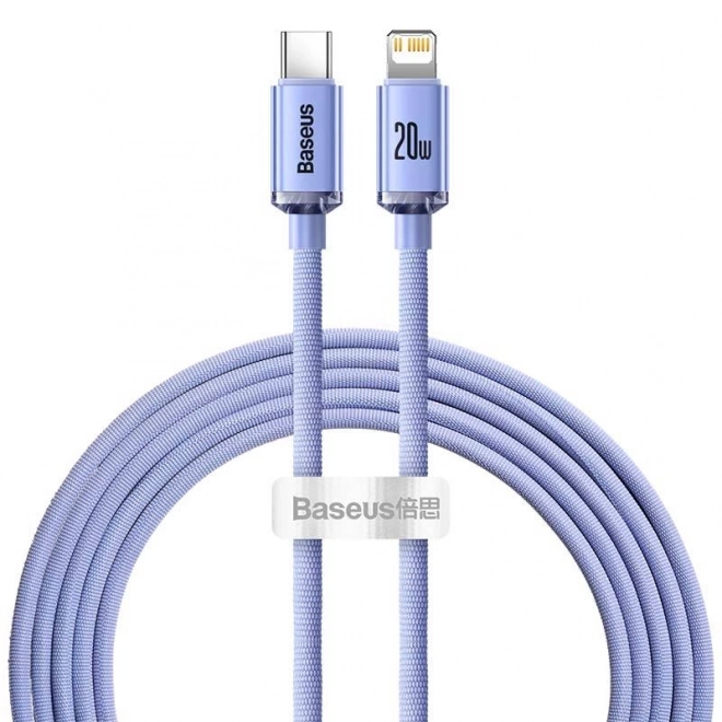Baseus Crystal kabel USB-C na Lightning, 20W, PD, 2m (fialový)