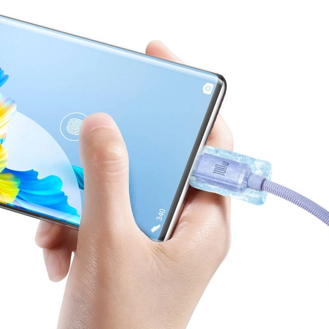 Baseus Crystal Shine kabel USB na USB-C, 5A, 1,2 m (fialový)