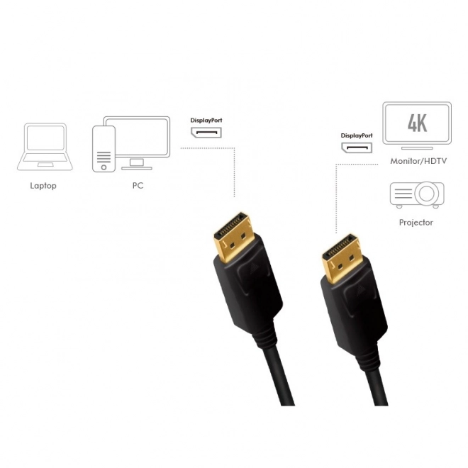 Kabel DisplayPort M/M 4K/60Hz, 3 m, černý