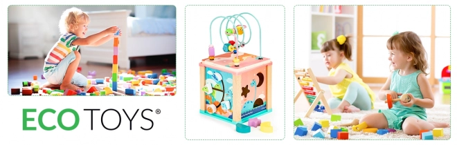 Dřevěná vzdělávací kostka dino ECOTOYS