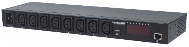 Napájecí lišta rack 19 1U 110V-250V/16A 8 zásuvek C13 spravovatelná IP