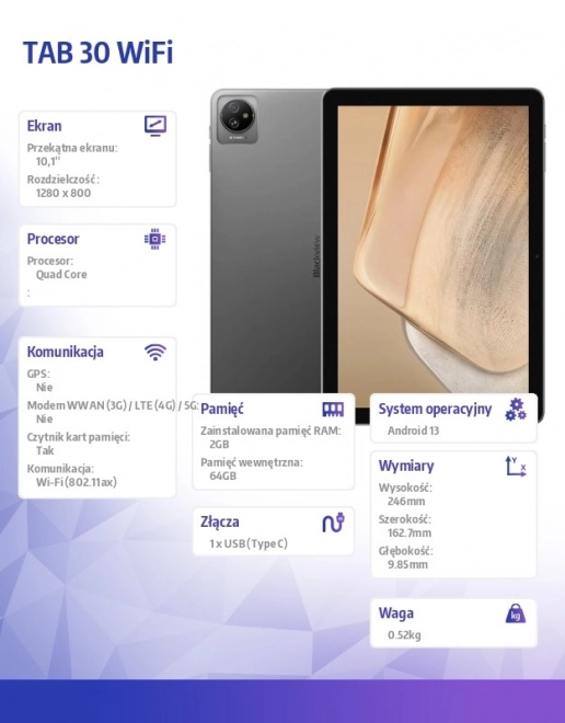 Tablet WiFi 10.1 palce 64GB šedý