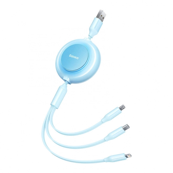 Baseus Bright Mirror 2, USB kabel 3 v 1 pro micro USB / USB-C / Lightning 3,5A 1,1 m – Světle modrý