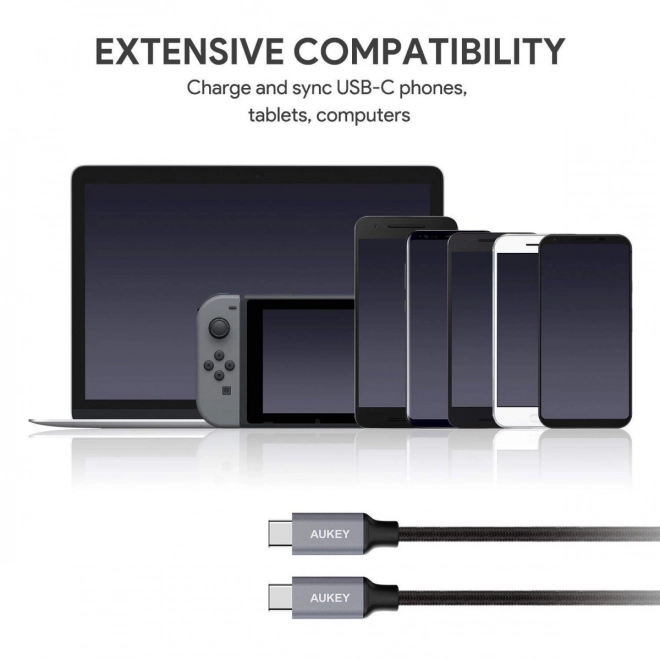 CB-CD6 nylonový kabel Quick Charge USB C - USB C | 2m | 3A | 60W PD | 20V