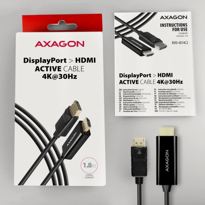 RVD-HI14C2 DisplayPort -> HDMI 1.4 aktivní adaptér, 1,8m kabel, 4K/30Hz