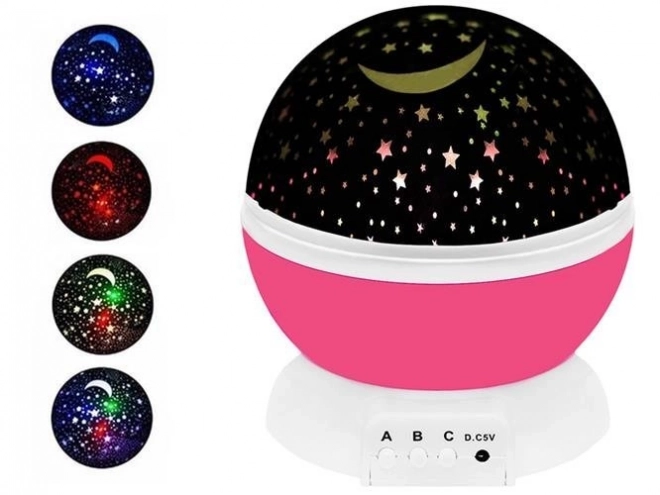 Lampa s projektorem, na baterie, růžová