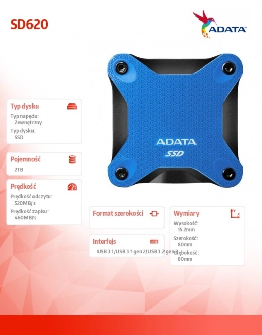 Externí SSD SD620 2TB U3.2A 520/460 MB/s modrý