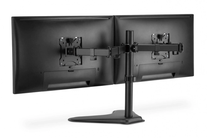 Černý dvojitý stolní stojan na monitory s úchytkami pro monitory do 32''