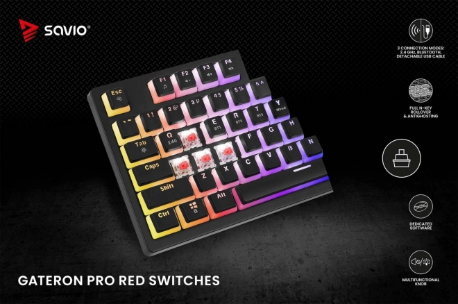 bezdrátová mechanická klávesnice Phenix s Gateron Red Pro přepínači a Pudding klávesami